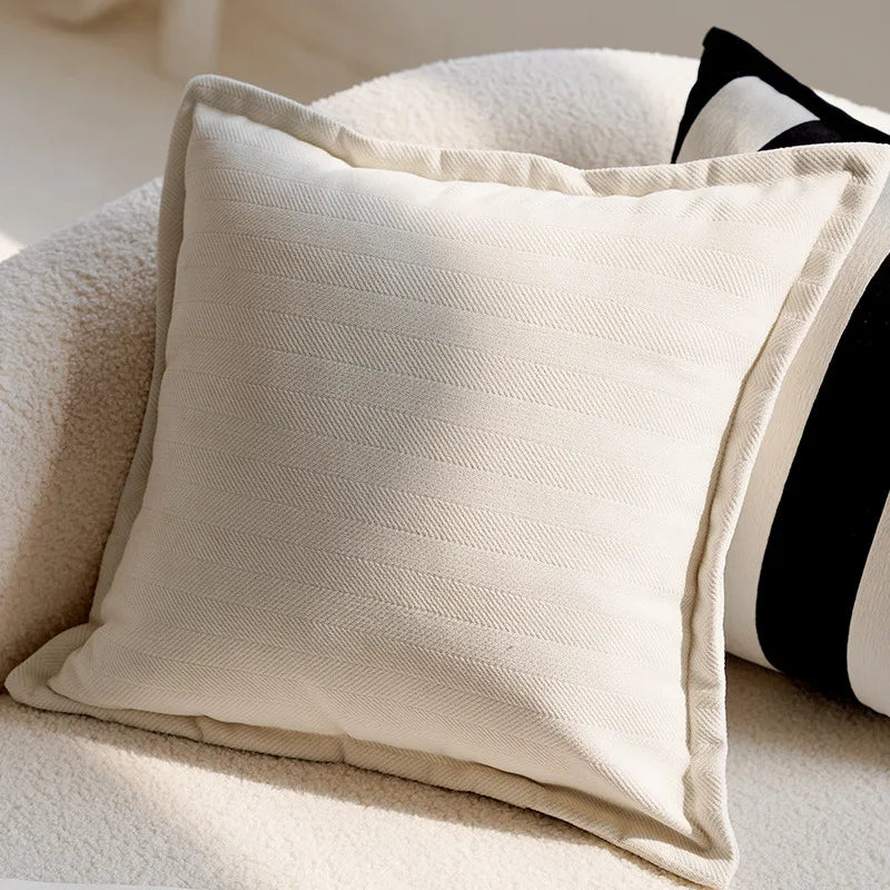 Embroidered Throw Pillow Cover with Animal Prints and Abstract Patterns – 17.72 × 17.72 inch