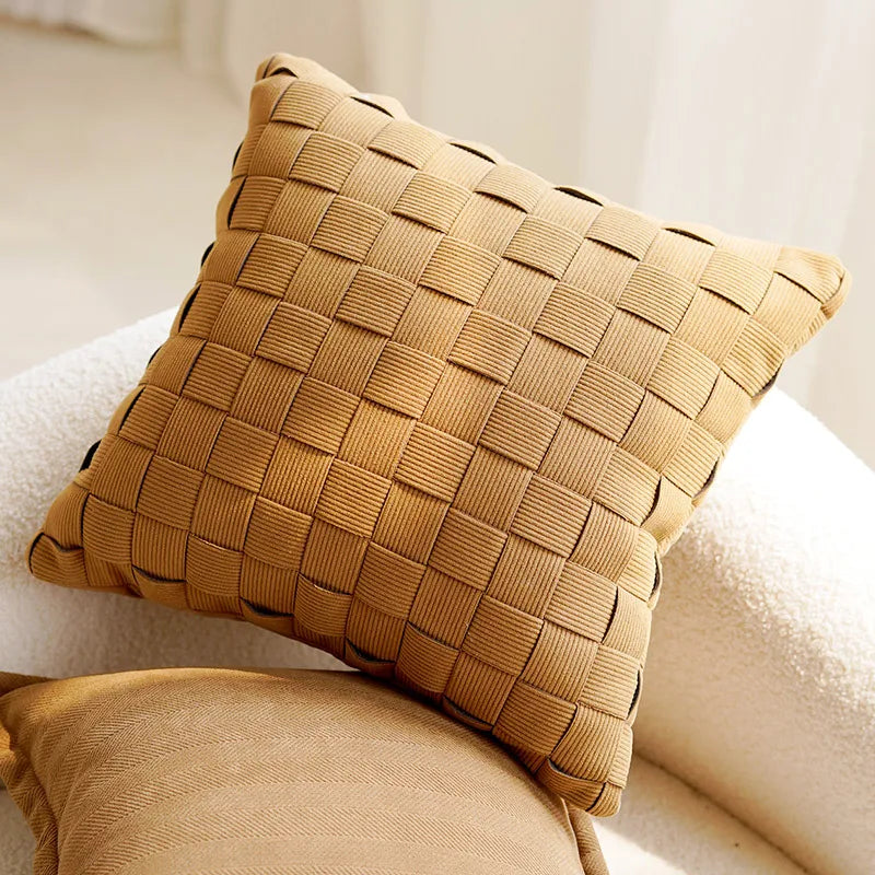 Embroidered Throw Pillow Cover with Animal Prints and Abstract Patterns – 17.72 × 17.72 inch