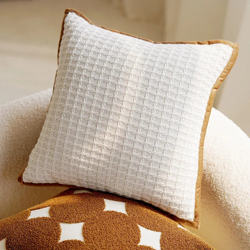 Embroidered Throw Pillow Cover with Animal Prints and Abstract Patterns – 17.72 × 17.72 inch