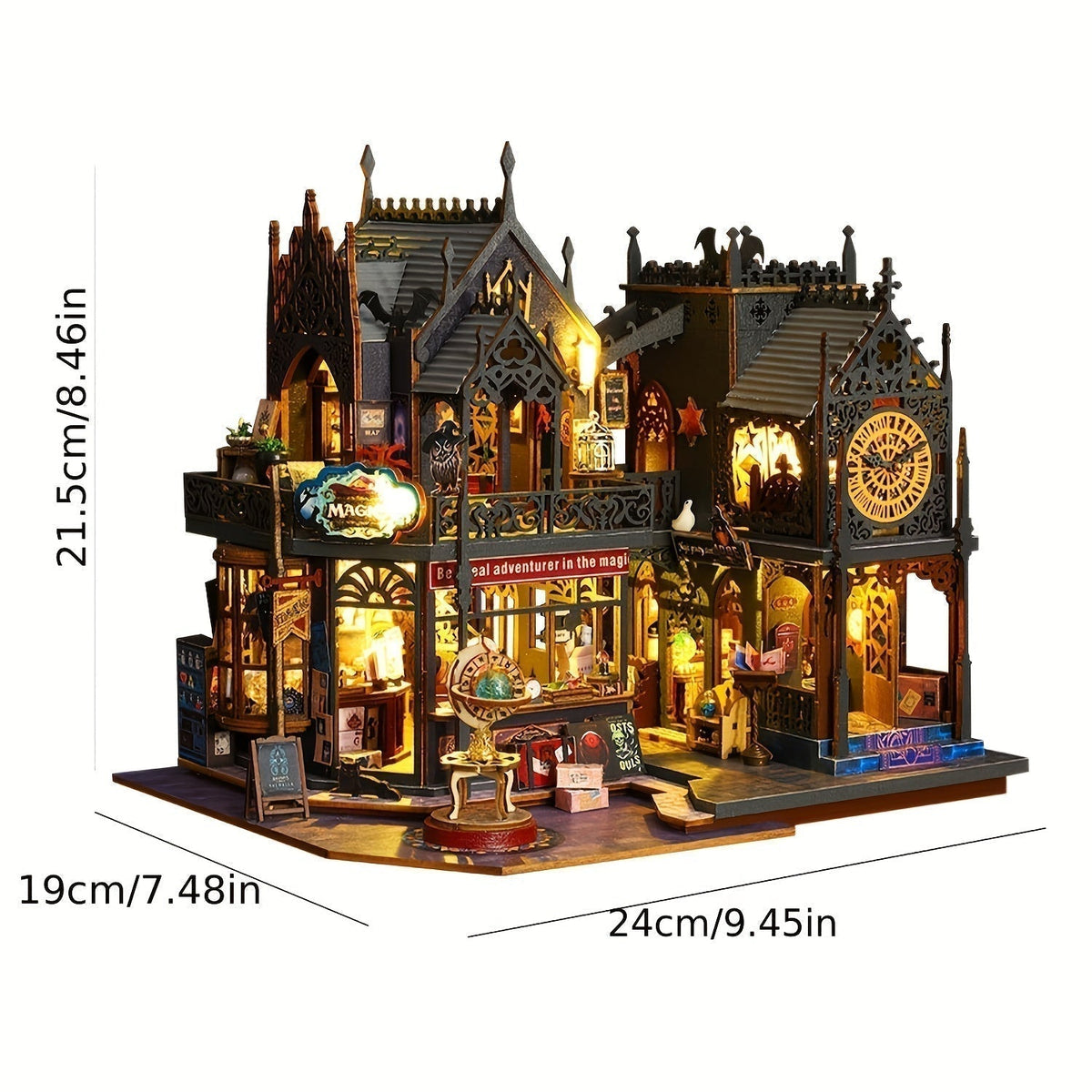 3D Puzzle Book House with LED Lights, Wooden Puzzle Model Kit, Gift for Book Lovers, Decorative Bookend