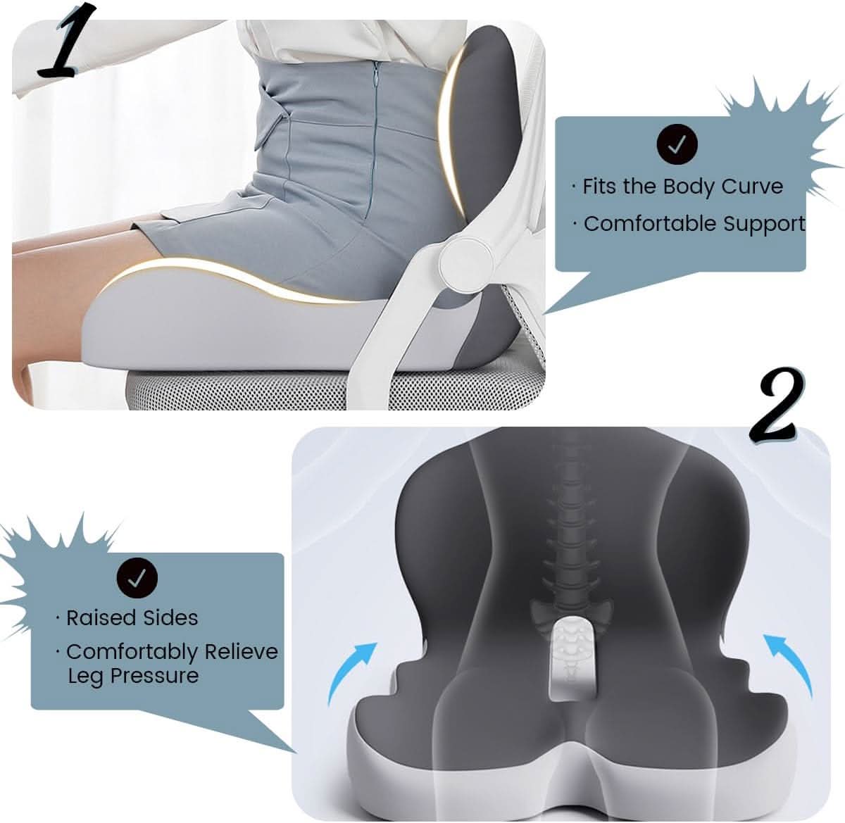 POSTURELUX – Memory Foam Seat Cushion Posture Support Pad