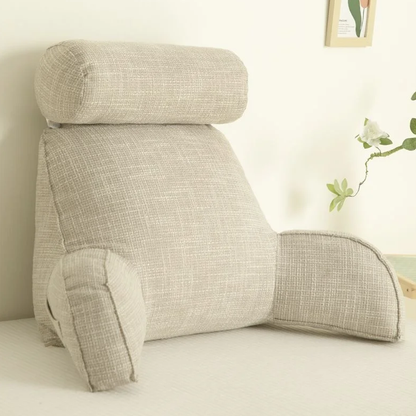 Ergonomic Lumbar Support Pillow with Adjustable Headrest & Soft Armrests | Back Support for Pain Relief and Comfort