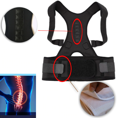 Ortekor Ergonomic Magnetic Back Brace for Posture with Adjustable Fit | Supports Proper Alignment and Comfort