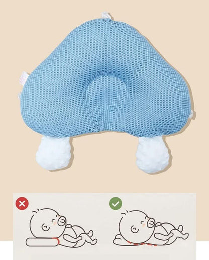Infant Head Support Cushion with Airflow Foam Core, Reversible Dual-Sided Cover, Washable Sleep Positioner for Newborns 0-12 Months
