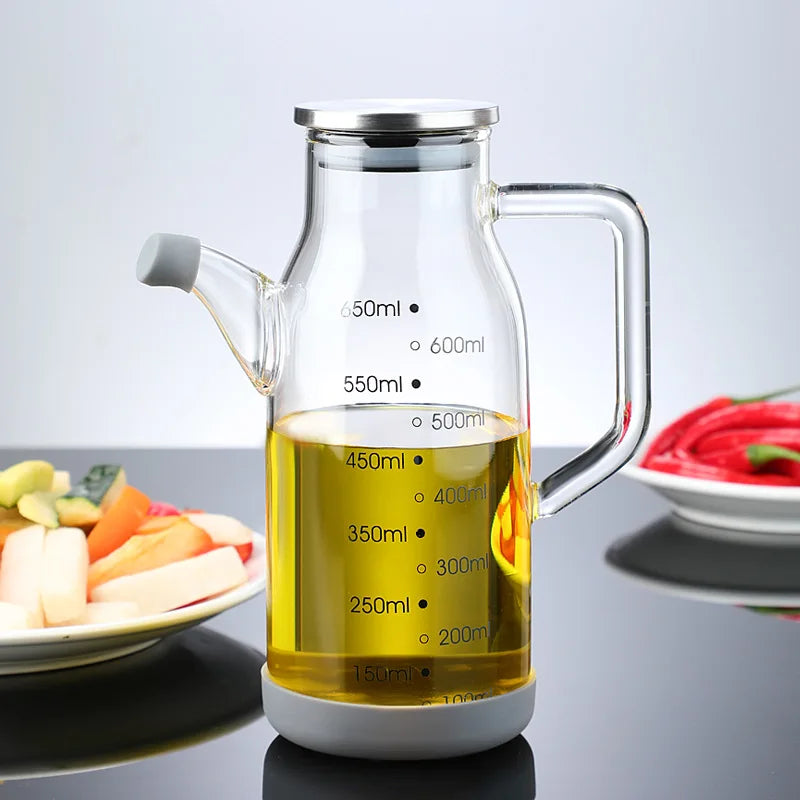 Essential Kitchen Tools | Glass Oil Dispenser Bottle with Measuring Scale | Leak-Proof Design for Precise Pouring
