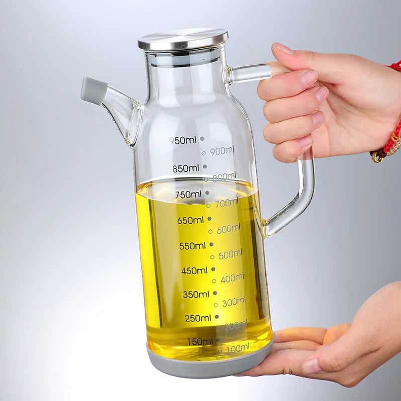 Essential Kitchen Tools | Glass Oil Dispenser Bottle with Measuring Scale | Leak-Proof Design for Precise Pouring