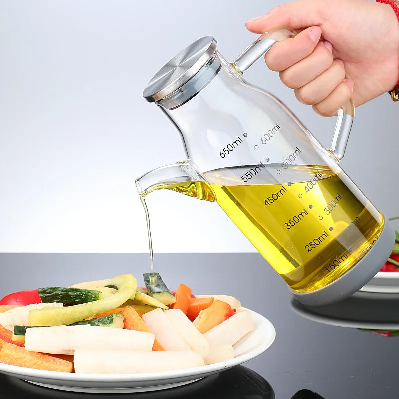 Essential Kitchen Tools | Glass Oil Dispenser Bottle with Measuring Scale | Leak-Proof Design for Precise Pouring