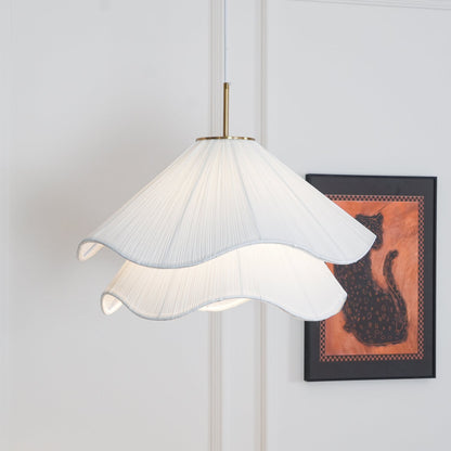 Layered Flower Petal Hanging Light Fixture White and Gold 24-Inch Diameter Adjustable Drop for Dining Room Kitchen Bedroom Above Table or Is