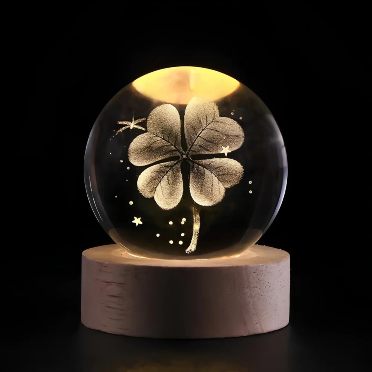 Ethereal Glow | Decorative Light with Engraved Crystal Ball & Warm White LED | Unique Home Decor for Tranquil Ambiance