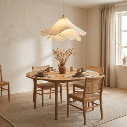 Layered Fabric Flower Pendant Light Fixture – Adjustable Modern Hanging Lamp for Dining Room & Bar – Metal Frame E26/E27 Socket