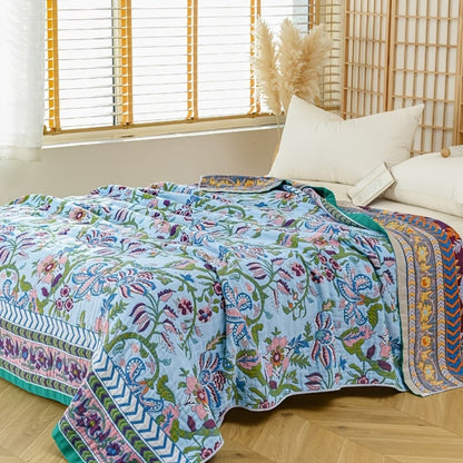 Elysian Floral Blanket - 100% Cotton, Reversible Design