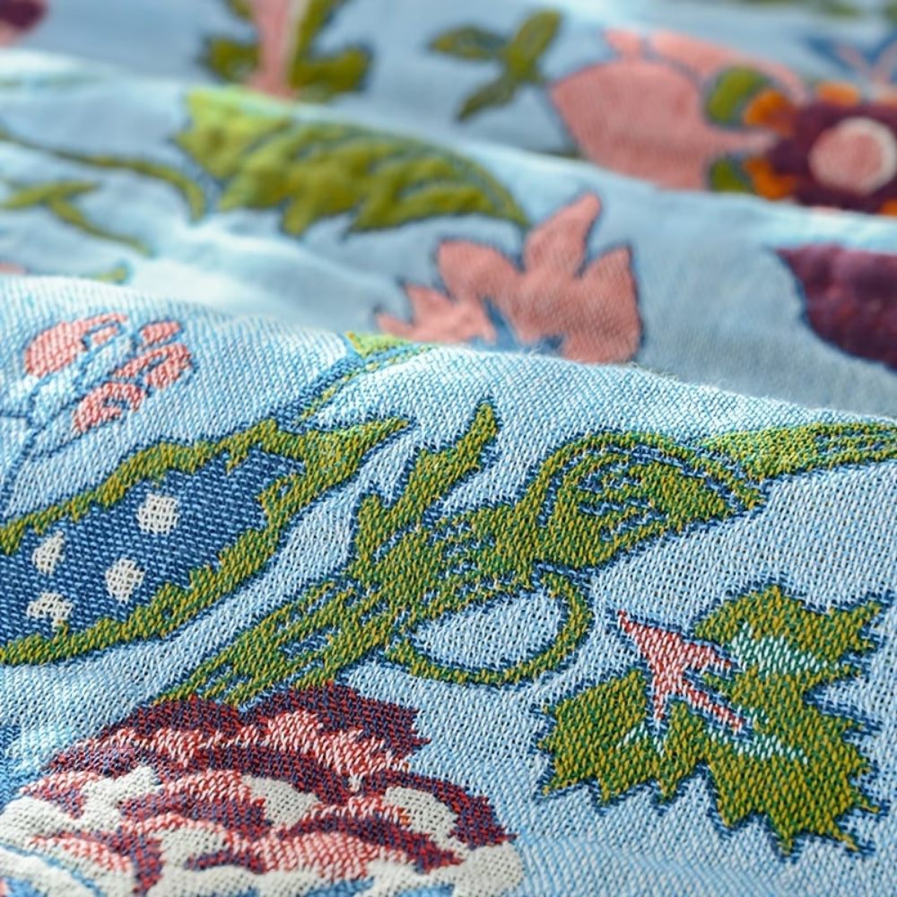 Elysian Floral Blanket - 100% Cotton, Reversible Design