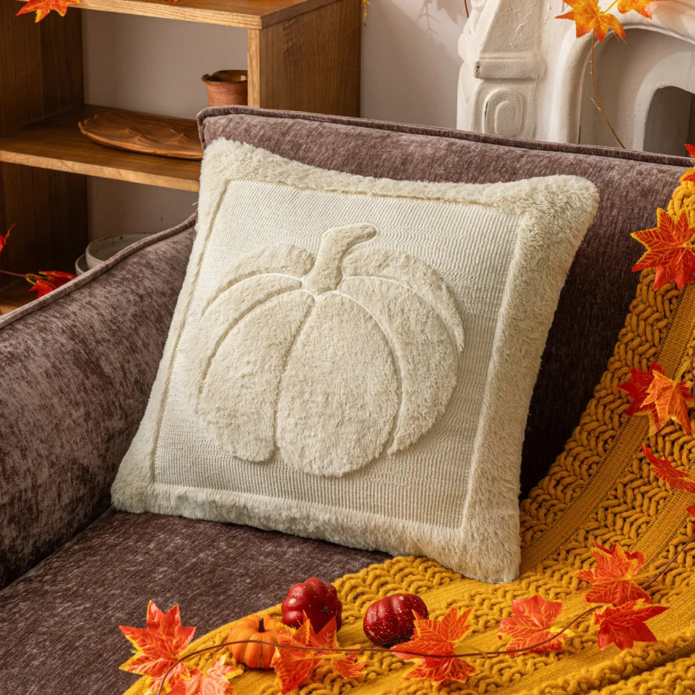 Iverra Plush Cushion Cover - Textured Autumn Design