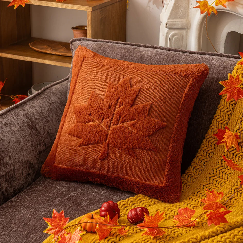 Iverra Plush Cushion Cover - Textured Autumn Design