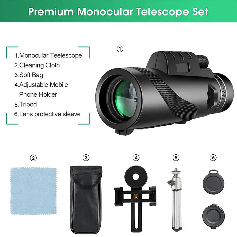 Explorer's Choice | Monocular Telescope with 80x Magnification | Compact Design for Bird Watching and Outdoor Adventures