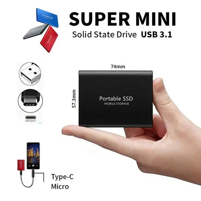High-Capacity Portable Solid State Drive for Backup & Storage | 128TB External Data Storage Device for PC, Mac & Android | USB 3.1 & USB-C
