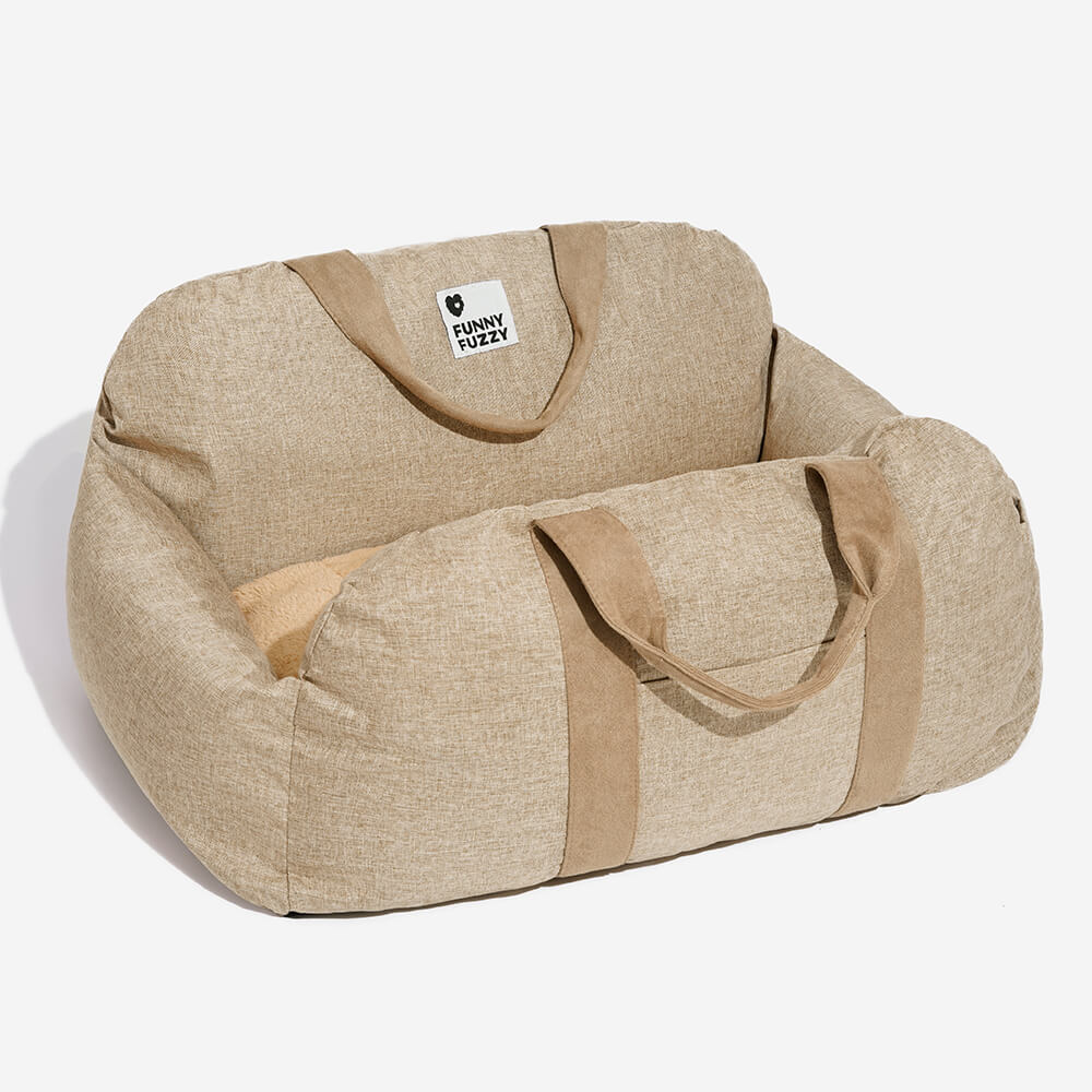 Portable Pet Carrier Booster Seat with Safety Harness and Washable Cover for Small Dogs