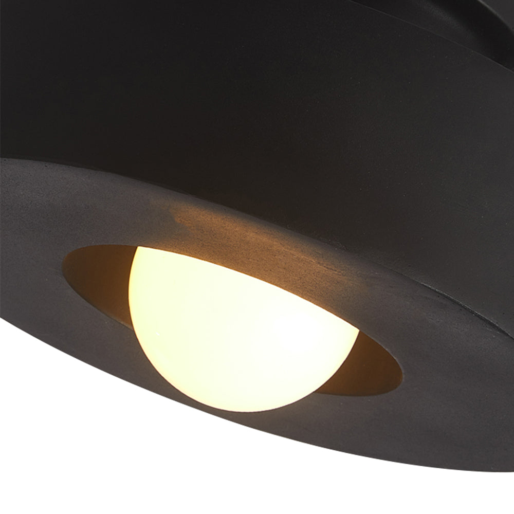Flush Mount Drum Fixture 12-Inch Resin Shade Adjustable Brightness for Bedroom Den Hallway Low Profile 6-Inch Height Minimalist Japanese Sty