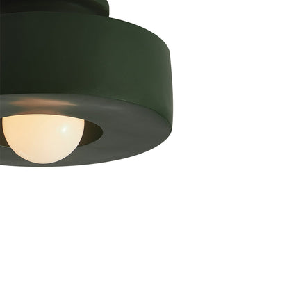 Flush Mount Drum Fixture 12-Inch Resin Shade Adjustable Brightness for Bedroom Den Hallway Low Profile 6-Inch Height Minimalist Japanese Sty