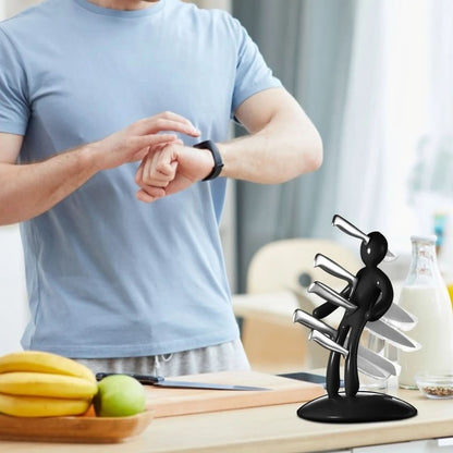 Sculptural Knife Holder Stand for Countertop Organization, Modern Figure Design Kitchen Storage Rack with Safe Blade Slots, Space-Saving