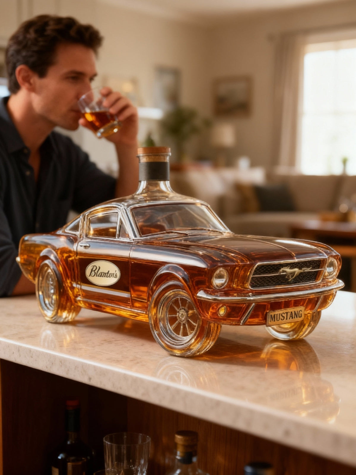 Muscle Car Glass Spirit Decanter for Whiskey, Bourbon & Liquor Display – Collectible Automotive Barware for Home Bar, Man Cave & Living Room