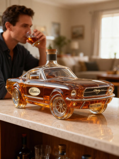 Muscle Car Glass Spirit Decanter for Whiskey, Bourbon & Liquor Display – Collectible Automotive Barware for Home Bar, Man Cave & Living Room