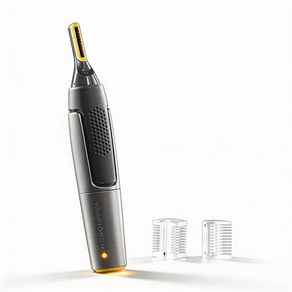 Precision Hair Trimmer with LED Light & Ultra-Thin Titanium Blades for Nose Ear Eyebrow Detailing