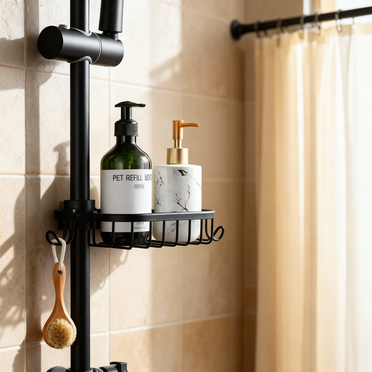 Hanging Shower Caddy for Showerhead | Rust-Proof Stainless Steel Organizer for Shampoo & Soap | No-Drill Quick Install Basket for Bathroom