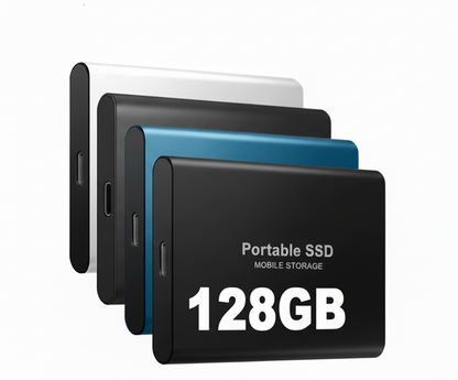 128GB Portable Solid State Drive USB-C High-Speed External Storage Aluminum Shockproof for PC Mac Android Gaming Consoles 4K Video Backup