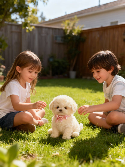Battery-Powered Plush Puppy Toy 6.7 Inches Walks Barks Wags Tail Brown White Kids Pretend Pet for Boys Girls Children's Room Nursery Gift Al