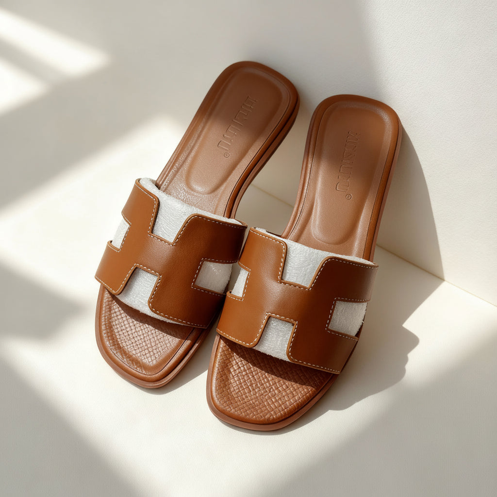 Casual Flat Sole Slip-On Sandals – Open-Toe Slides for Home, Spa & Beach
