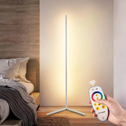 Dimmable LED Corner Floor Lamp with Remote Control Black 56 in Tall | Adjustable Light Temperature for Living Room Bedroom Office | Modern A