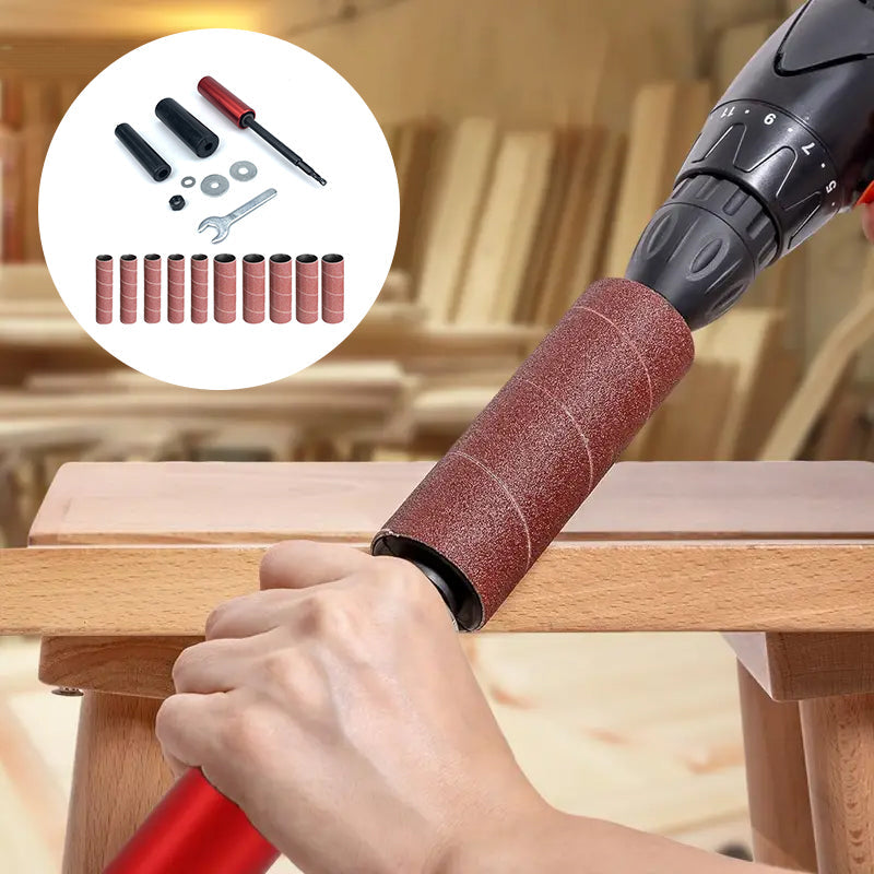 Drum Sander Adapter Kit for Drill - Multi-Surface Spindle Sanding and Polishing Tool with 10 Sandpaper Sleeves for Wood Metal Plastic - Work