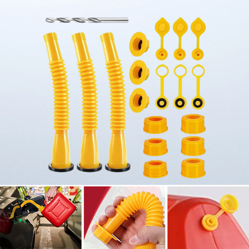 Fuel Container Replacement Spout Kit with Bendable Hose for Gas Cans – Universal Fit Pouring Nozzle Set