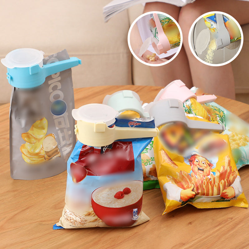 Bag Sealing Clips with Pour Spout for Snacks & Dry Goods – 4-Pack Food Storage Organizers for Pantry, Kitchen Cabinets