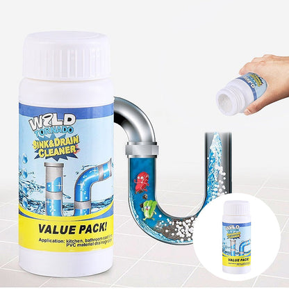 Foaming Pipe Unblocker Powder for Kitchen & Bathroom Drains – Enzyme Formula Dissolves Hair, Grease & Soap Scum, Safe for All Plumbing