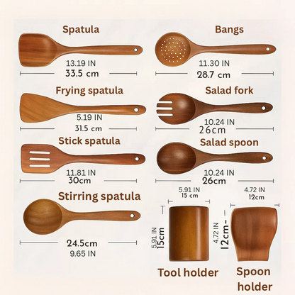 Natural Wood Cooking Utensil Set