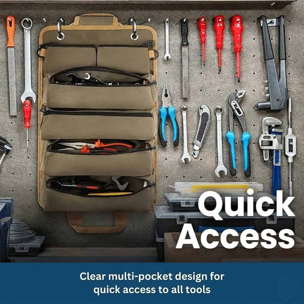 Durable Roll Up Tool Storage Bag 900D Oxford Canvas