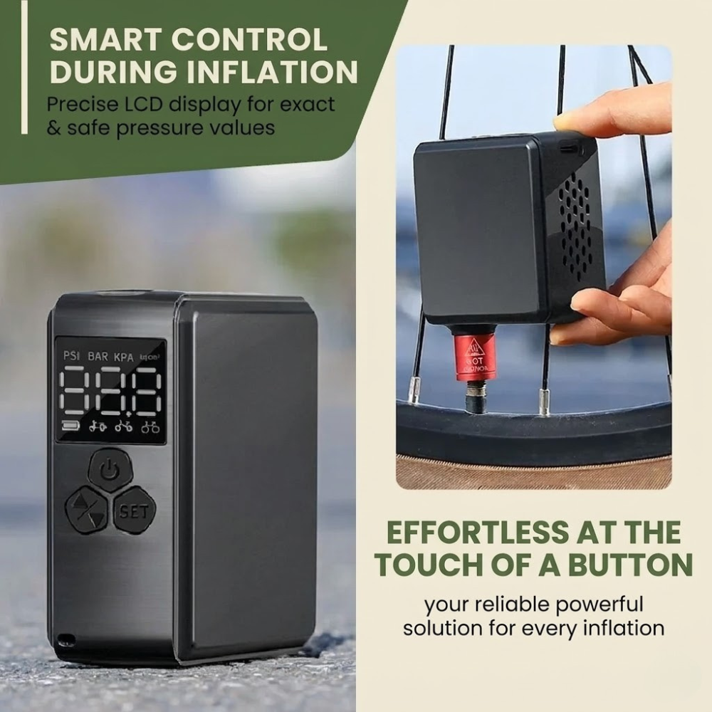 Compact Portable Air Compressor with LCD and USB Charging