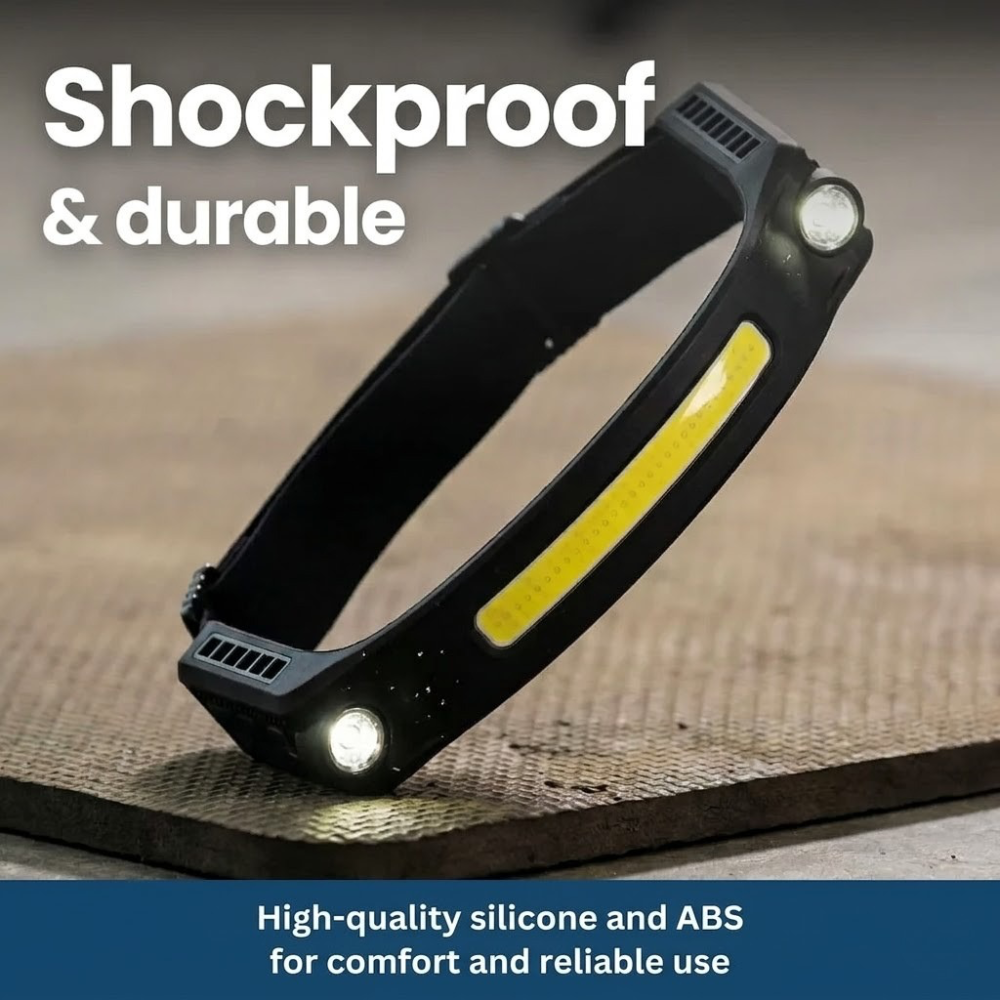 Bright LED Rechargeable Headlight, Handsfree Flashlight