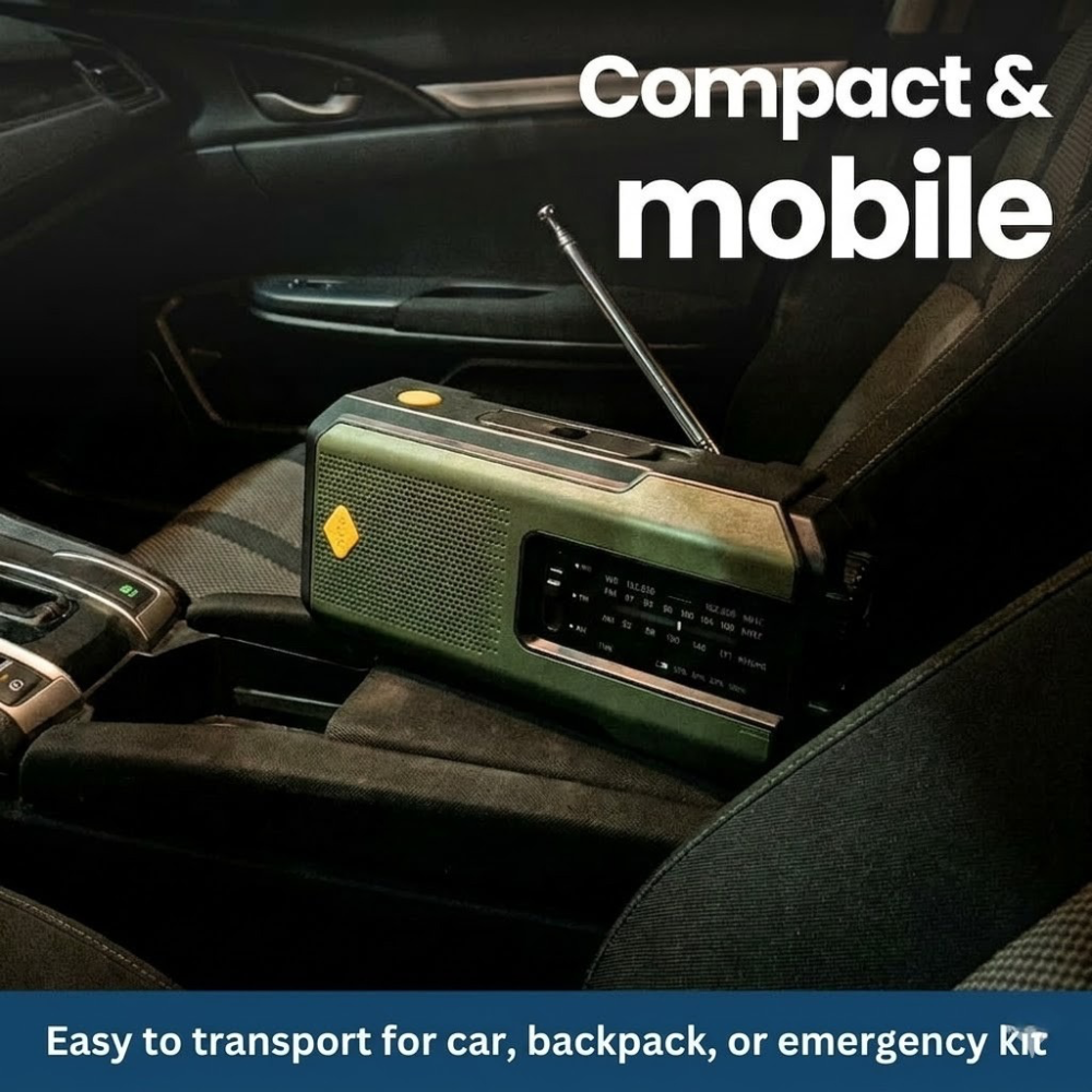 Portable Solar Powered Emergency Radio with Flashlight