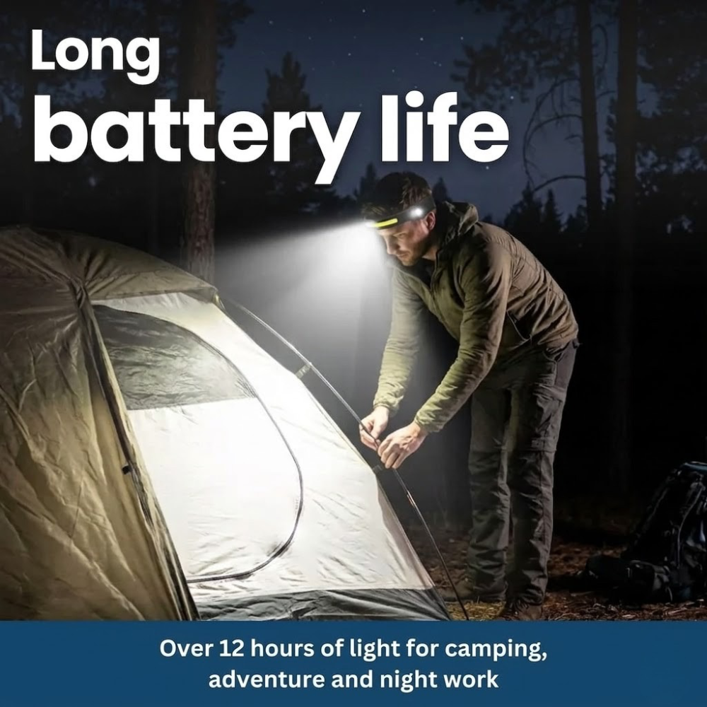 Bright LED Rechargeable Headlight, Handsfree Flashlight