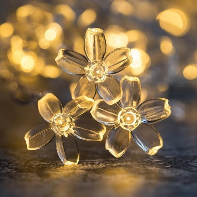Decorative LED Garland with Warm Glow for Indoors & Outdoors – Battery or Plug Options, Multiple Shapes – 16 ft or 33 ft Lengths