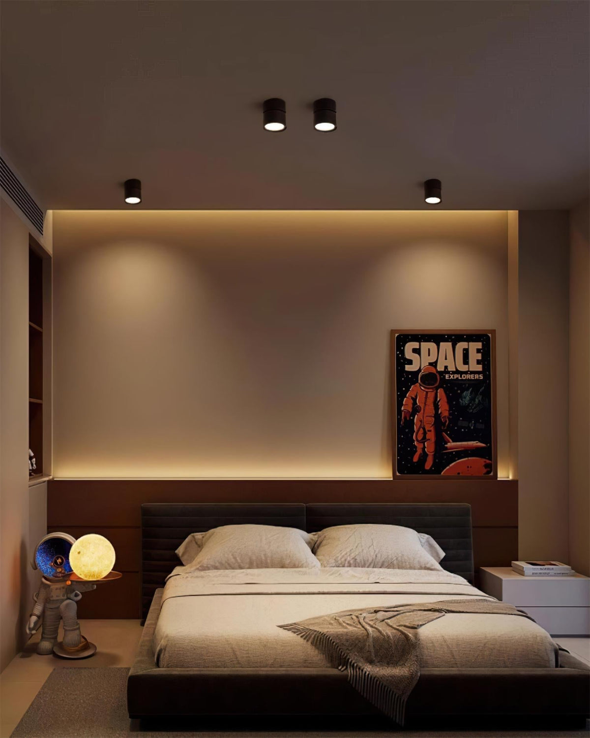 Adjustable Spotlight Ceiling Fixture 4 Inch Rotating LED Light for Artwork Living Room Gallery Black White Aluminum