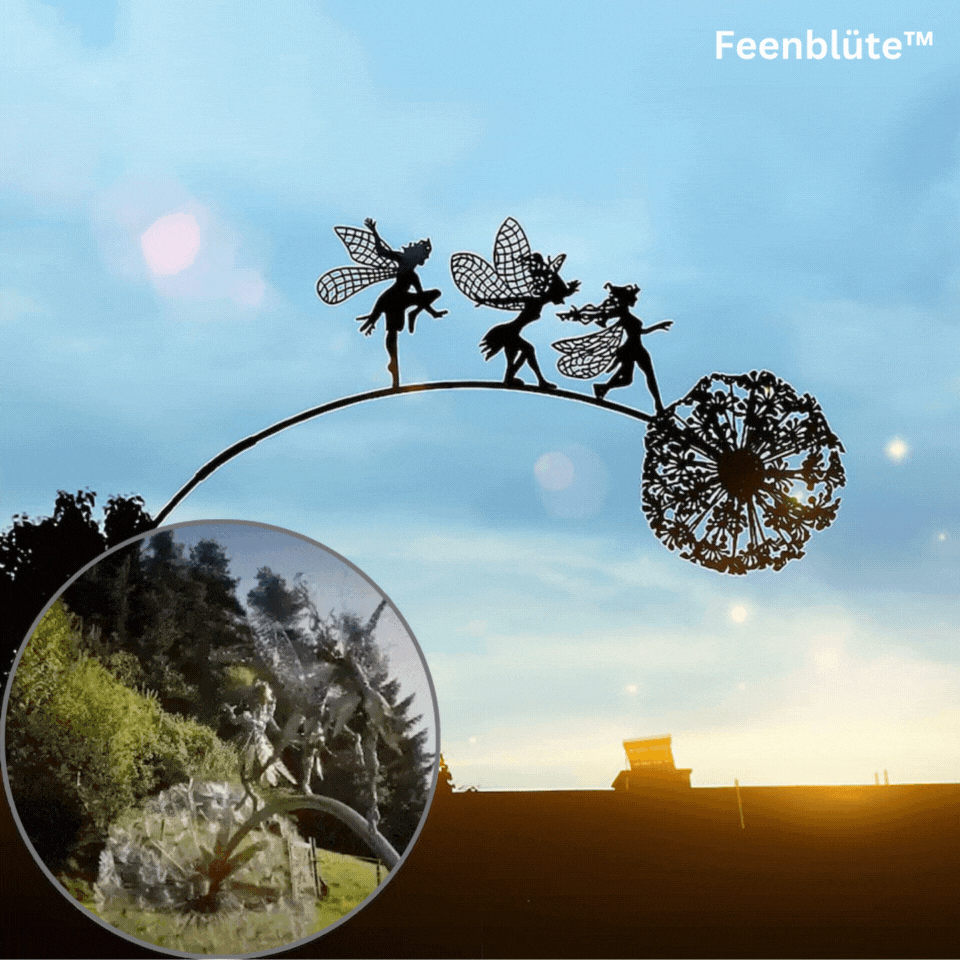 Metal Fairy Garden Stake with Dandelion Silhouette – Whimsical Outdoor Yard Art, Weather-Resistant Lawn Ornament for Flower Beds & Walkways