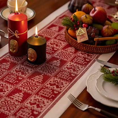 Felicity Elk Table Runner - Microfiber, Festive Design