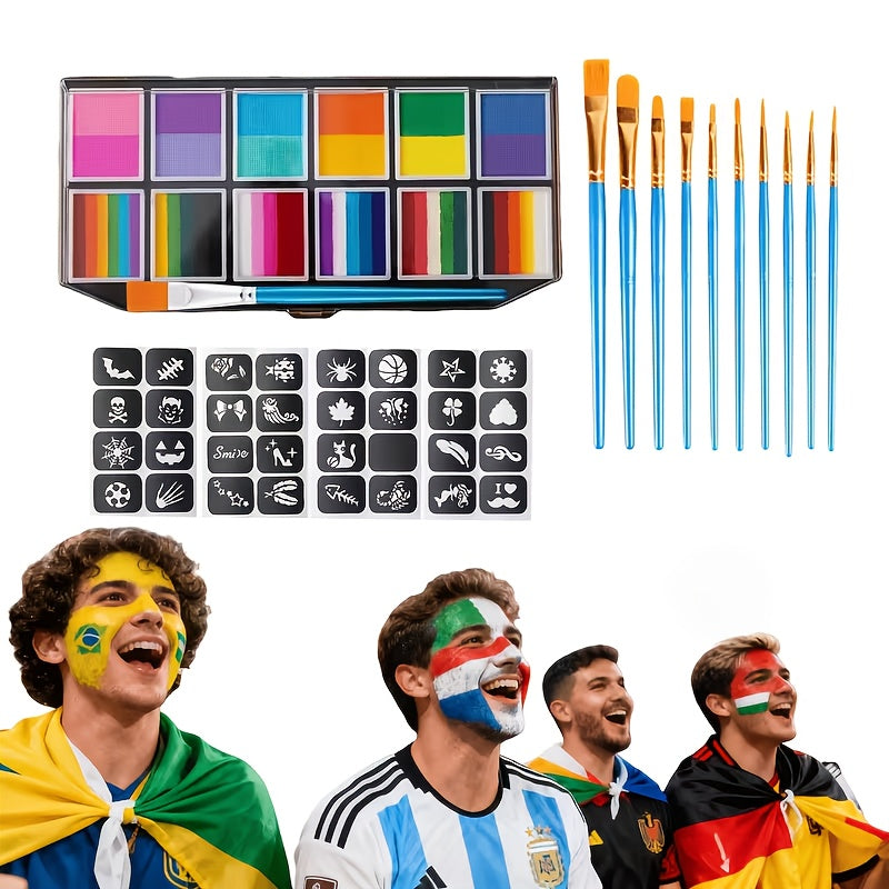 Festival Glow | Neon Face Paint Set with UV Reactive Colors | Easy Application for Vibrant Designs