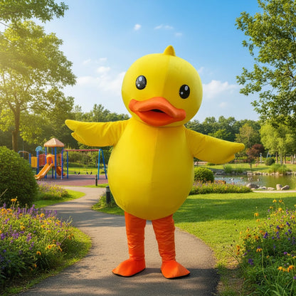 Adult Yellow Duck Mascot Costume for Halloween, Parties & Cosplay | Full-Body Character Suit with Head | Group Event Outfit for Carnivals