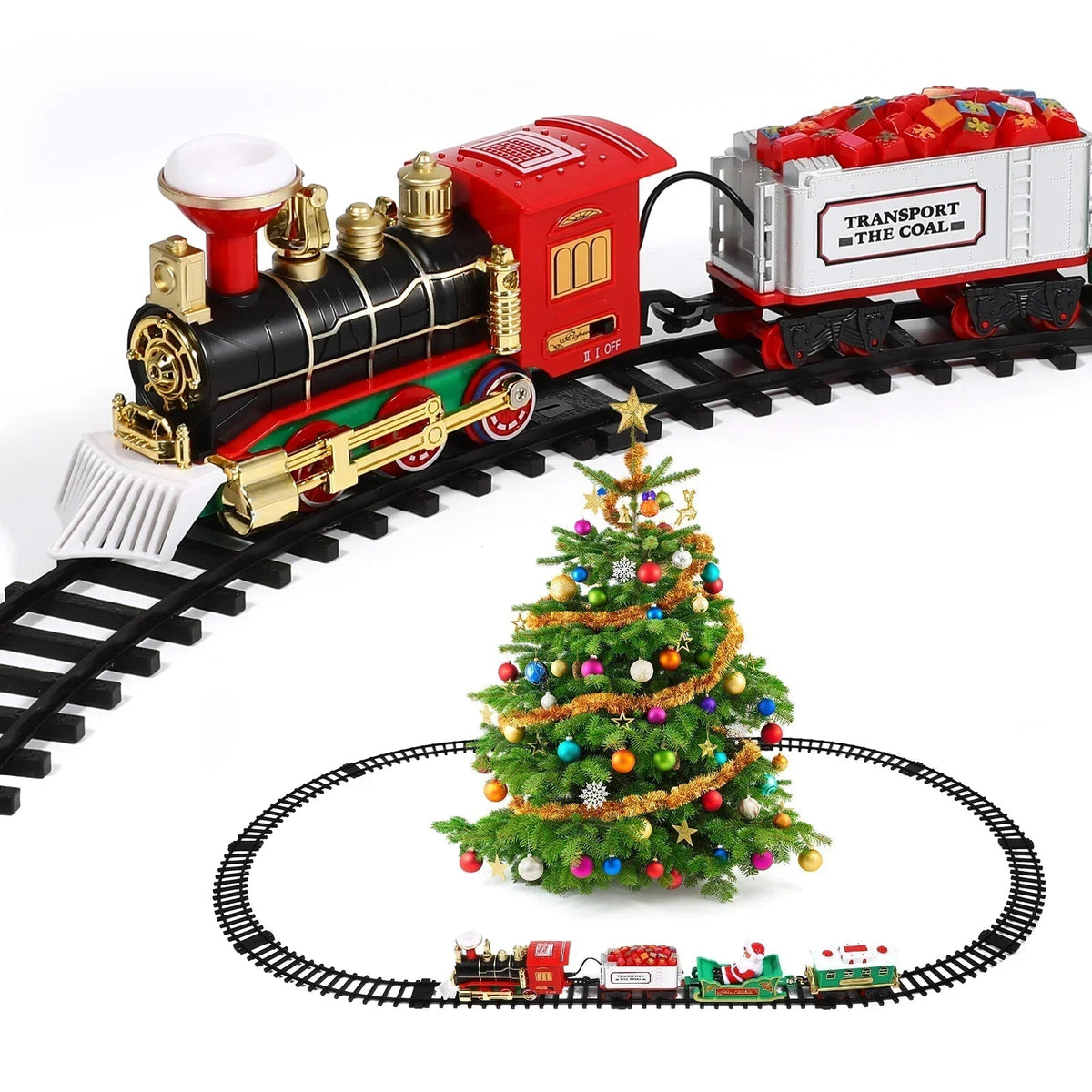 Festive Train Set | Electric Christmas Train with Smoke Effect & Lights | Interactive Play for Kids