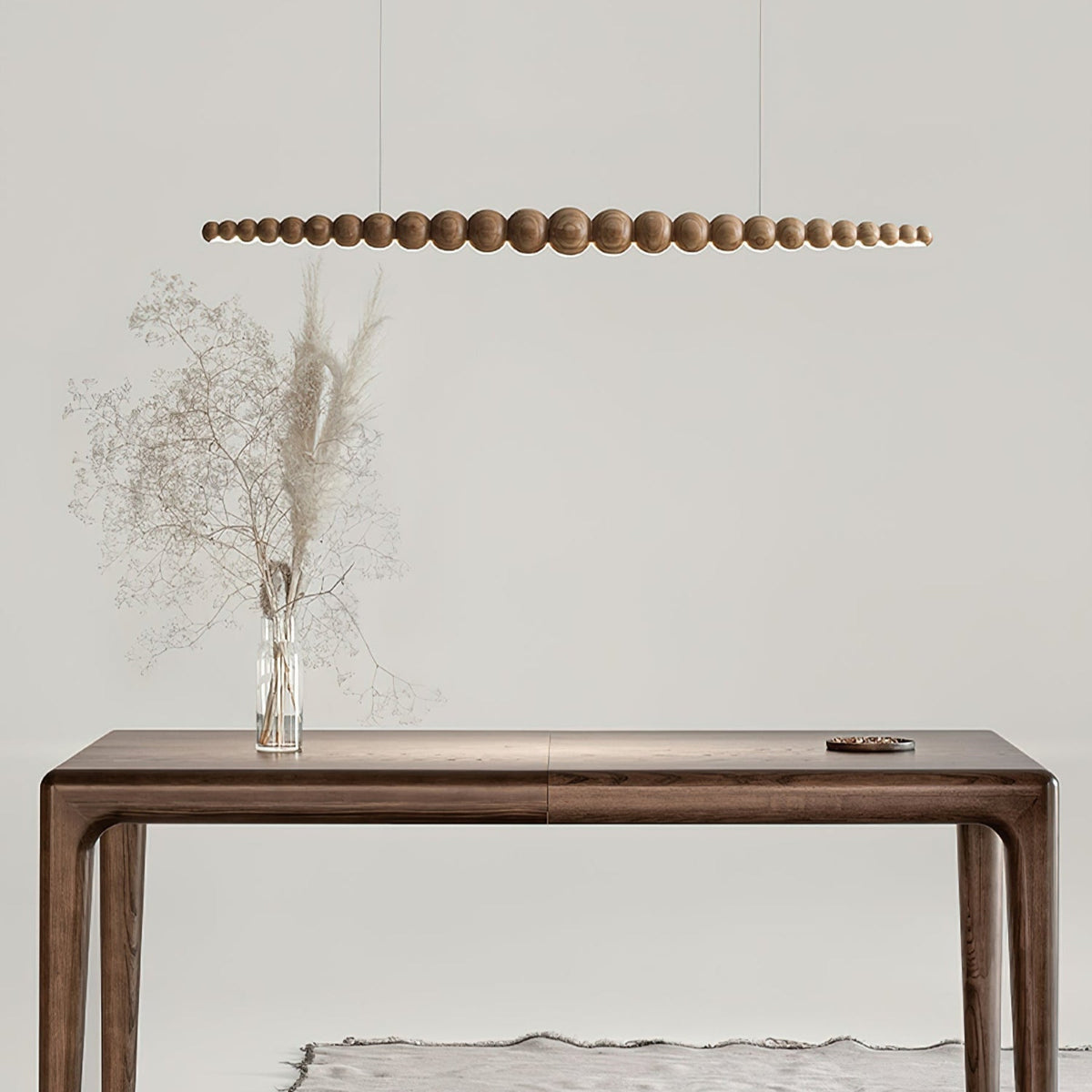 Linear LED Ceiling Fixture Wood & Metal 3000K Over Island Kitchen Dining Room Adjustable Height Suspended Bar Light Modern Minimalist Scandi